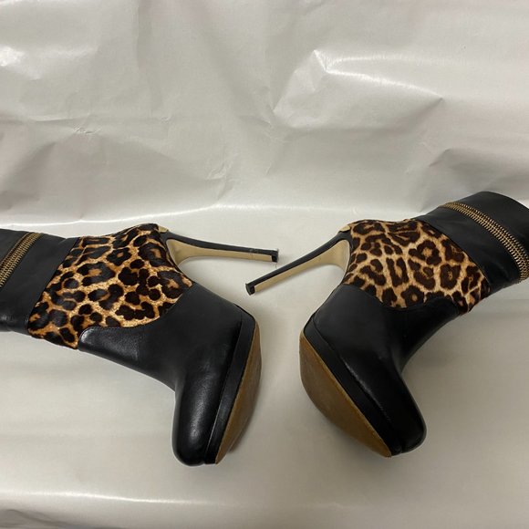 Michael Kors Black, Gold and Animal Print Bootie - Picture 8 of 15